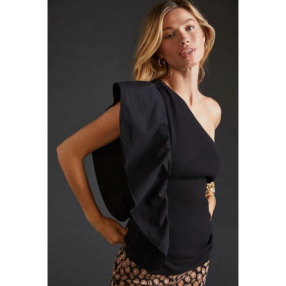 One- shoulder Anthropologie flare top